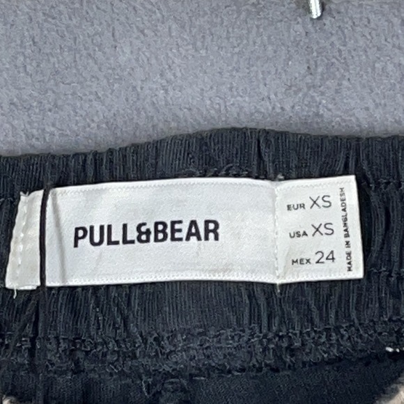 Pull&Bear Wide Leg Pants Women's XS Black Tan Contrast Trim Cotton NWT - Picture 3 of 10